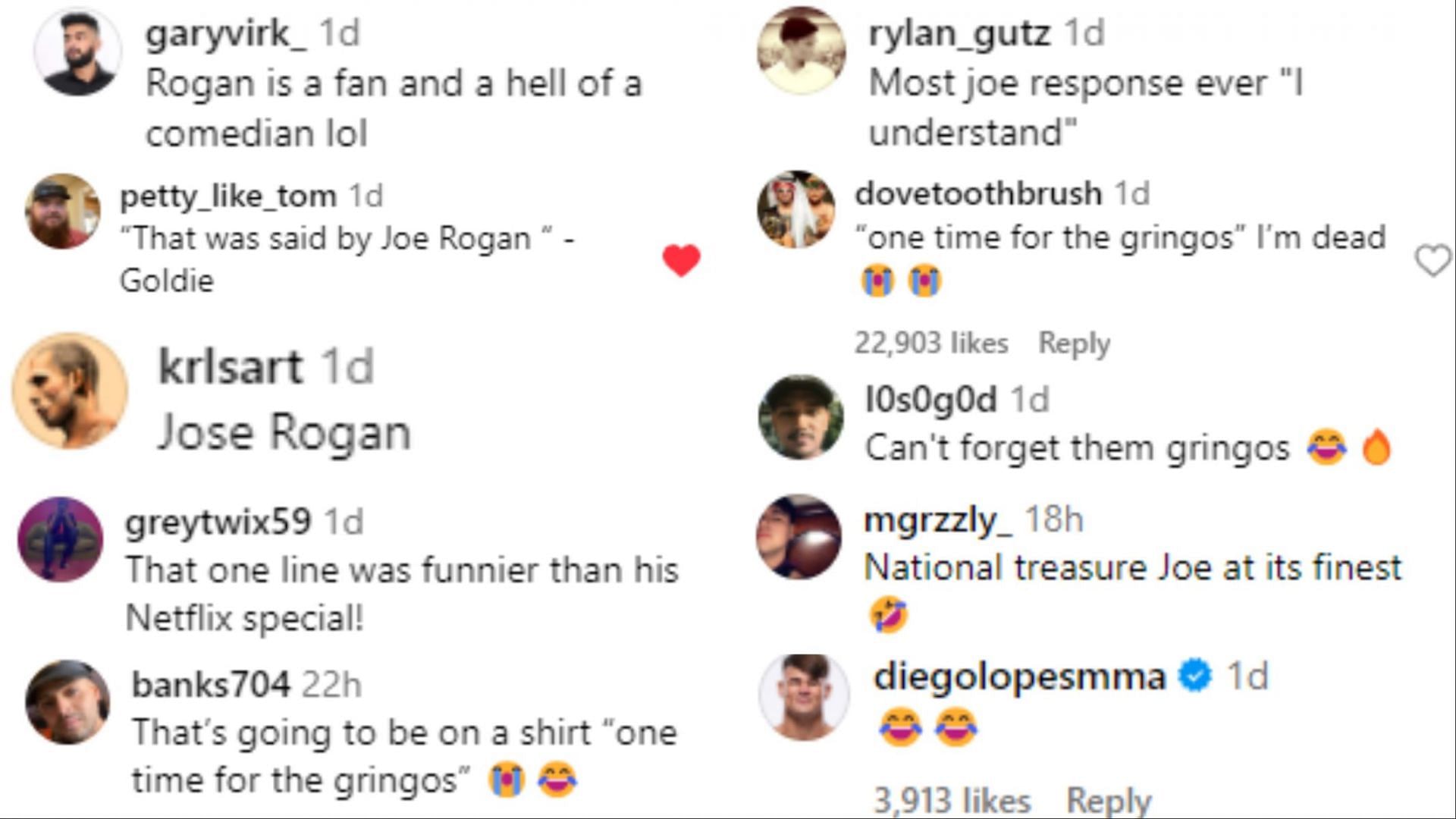 SS of fans' comments on @espnmma's post