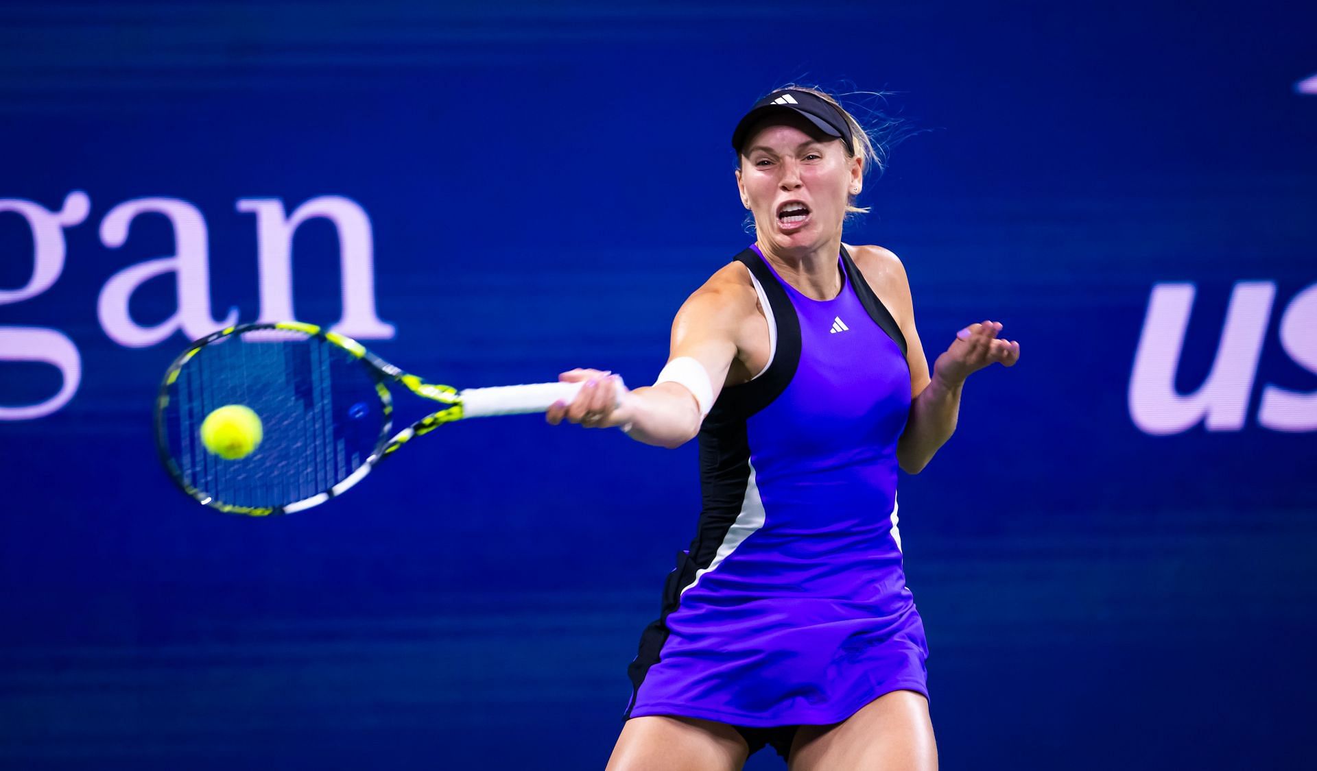 Caroline Wozniacki in action at the US Open (Picture: Getty)