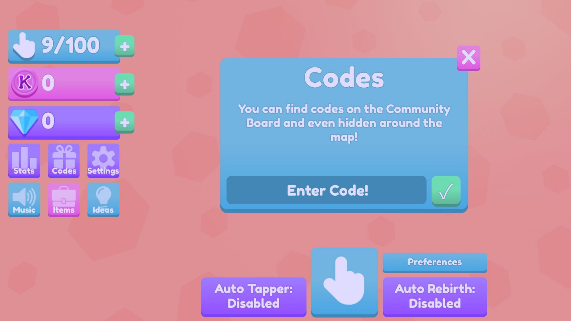 Redeem codes in K-Cards (Image via Roblox)