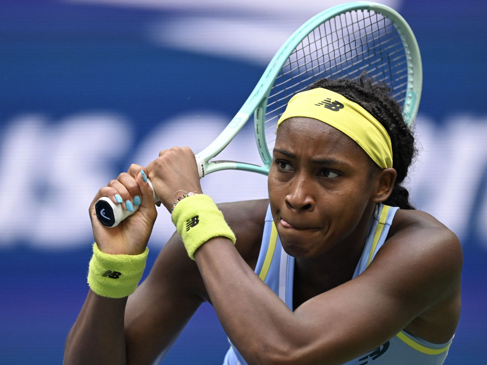 Coco Gauff in action at the US Open. (Getty)