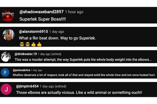 Screenshot of fans' comments