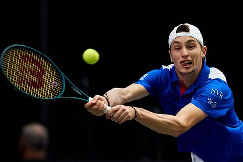 Ugo Humbert in action at the Davis Cup Finals (Image Source: Getty)