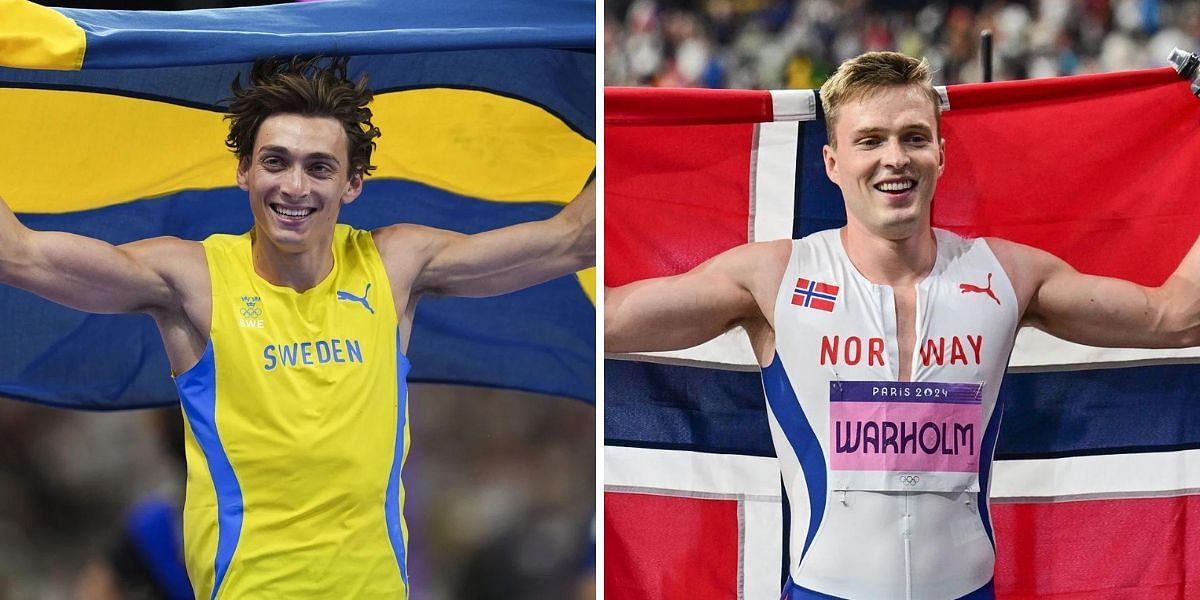 Mondo Duplantis and Karsten Warholm will be featuring in a 100m showdown ahead of Zurich Diamond League. PHOTO: Both from Getty