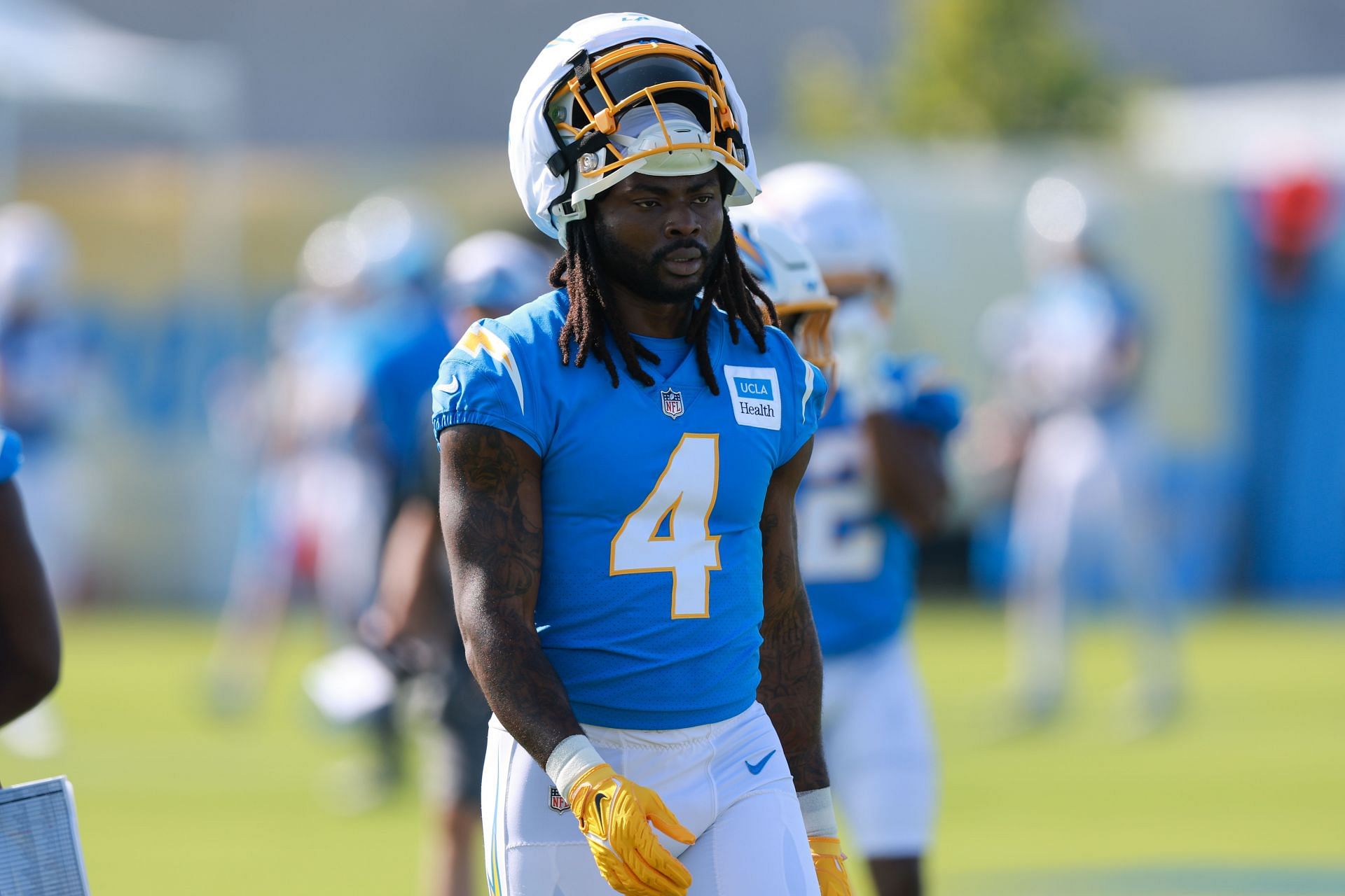 Gus Edwards at Chargers Training Camp - Source: Getty