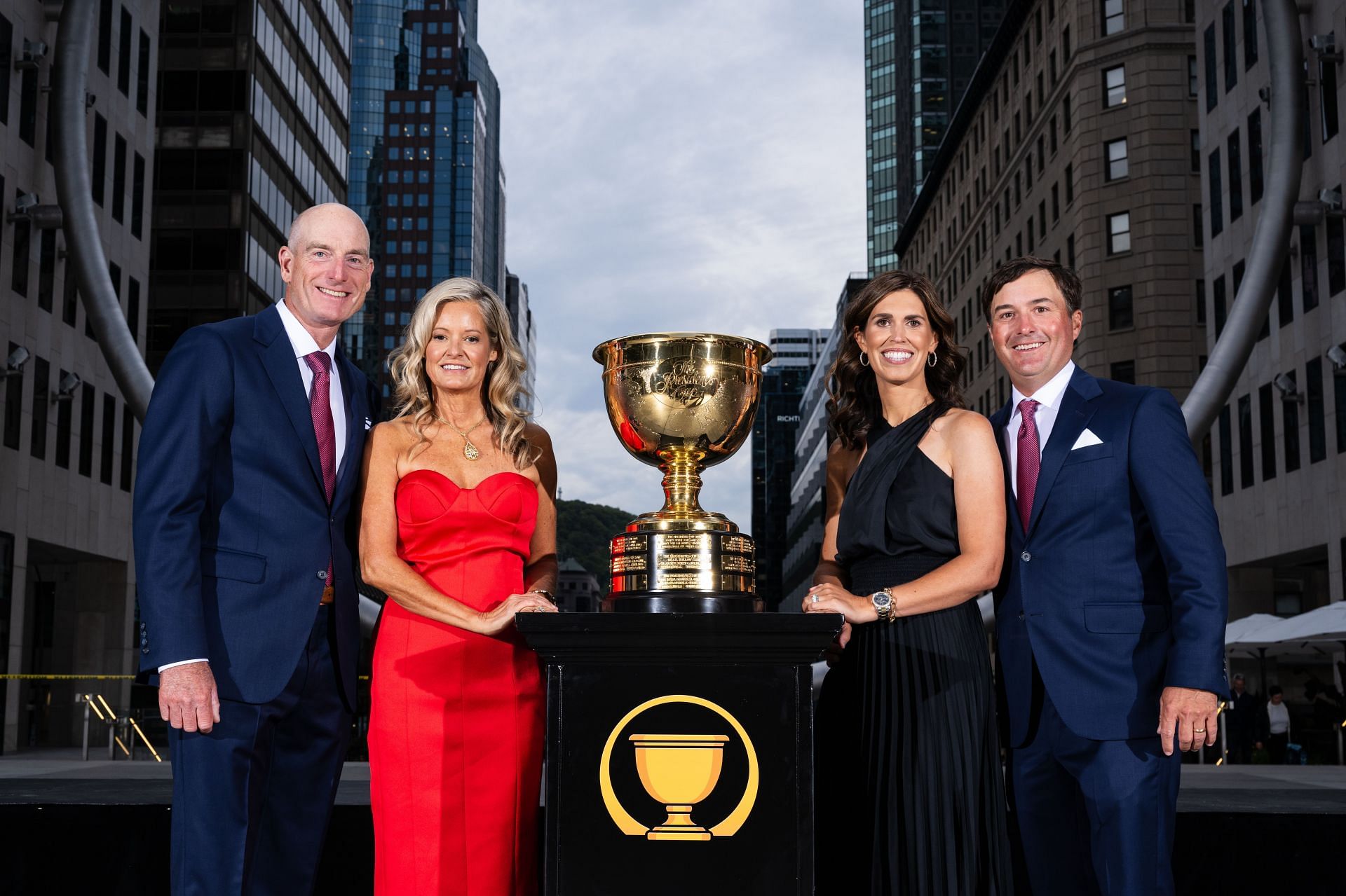 Jim Furyk U.S. Team Captain, left, his wife Tabitha, Kevin Kisner U.S. Team Captain&#039;s Assistant and his wife Brittany at The Ring (Photo via Getty Images)