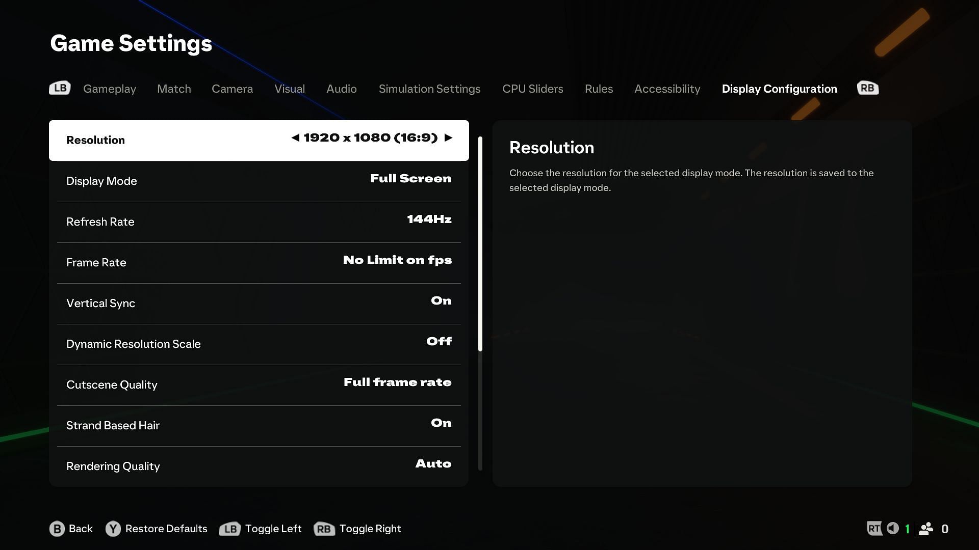 FC 25 in-game settings (Image via EA Sports)