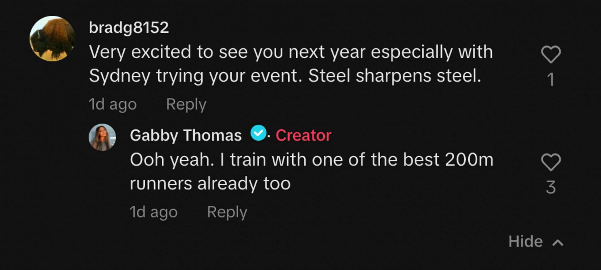 PHOTO: Screenshot of comments from Thomas&#039; TikTok post