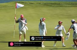 "Tarps off!!!";"Very LIV ish" - Golf stars, fans react to Megan Khang's caddie's shirtless celebration at Solheim Cup