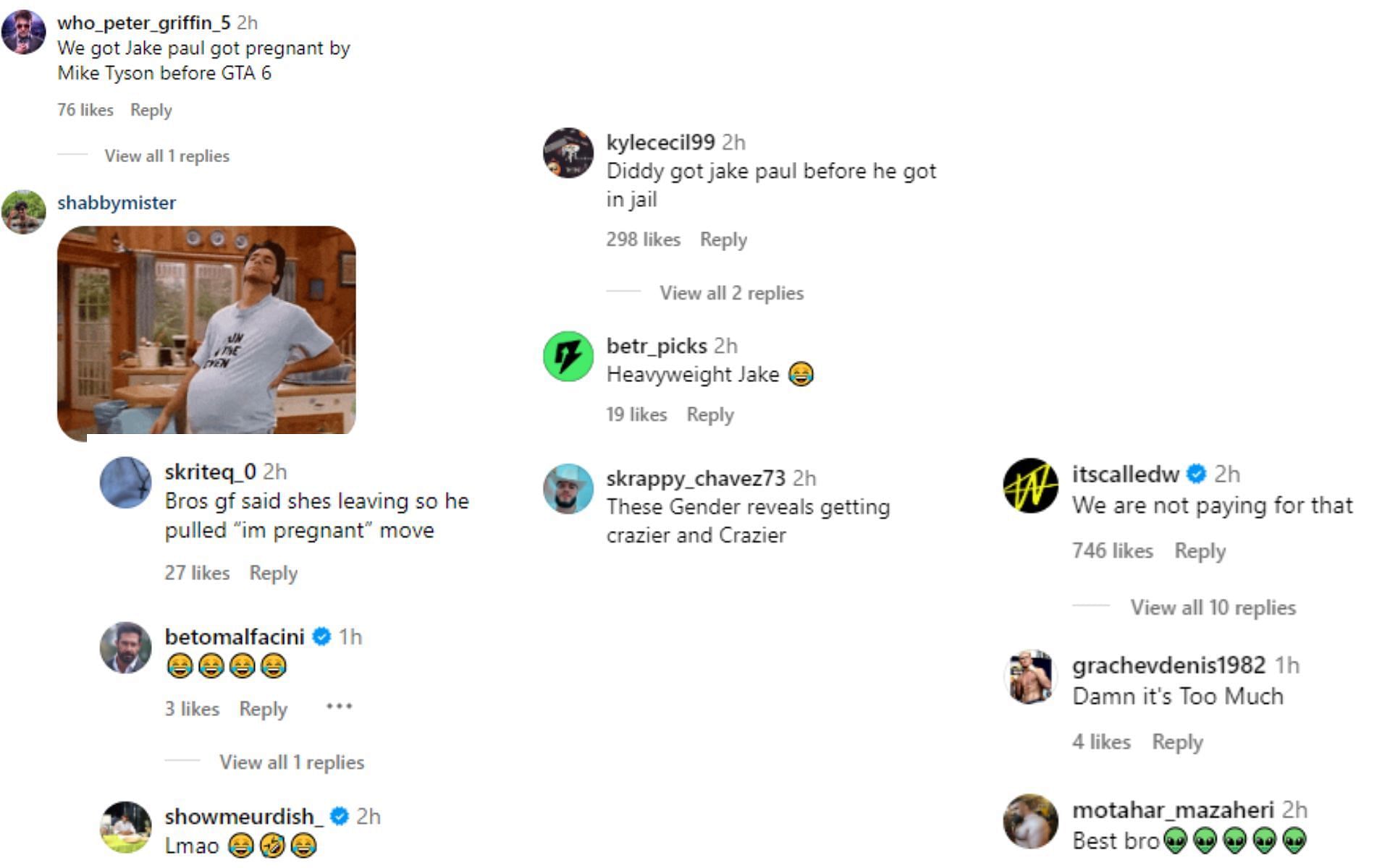 [Images Courtesy: @jakepaul comment section on Instagram]