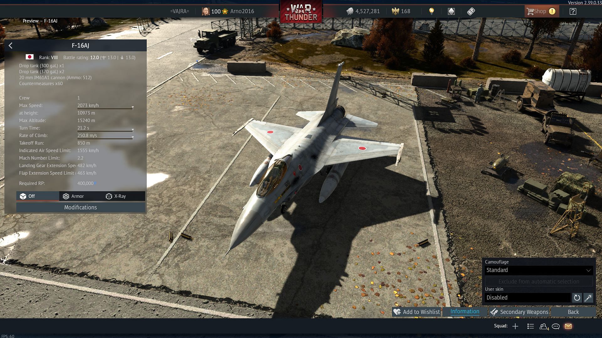 The F-16AJ is the Japanese variant of the F-16A ADF (Image via Gaijin Entertainment)