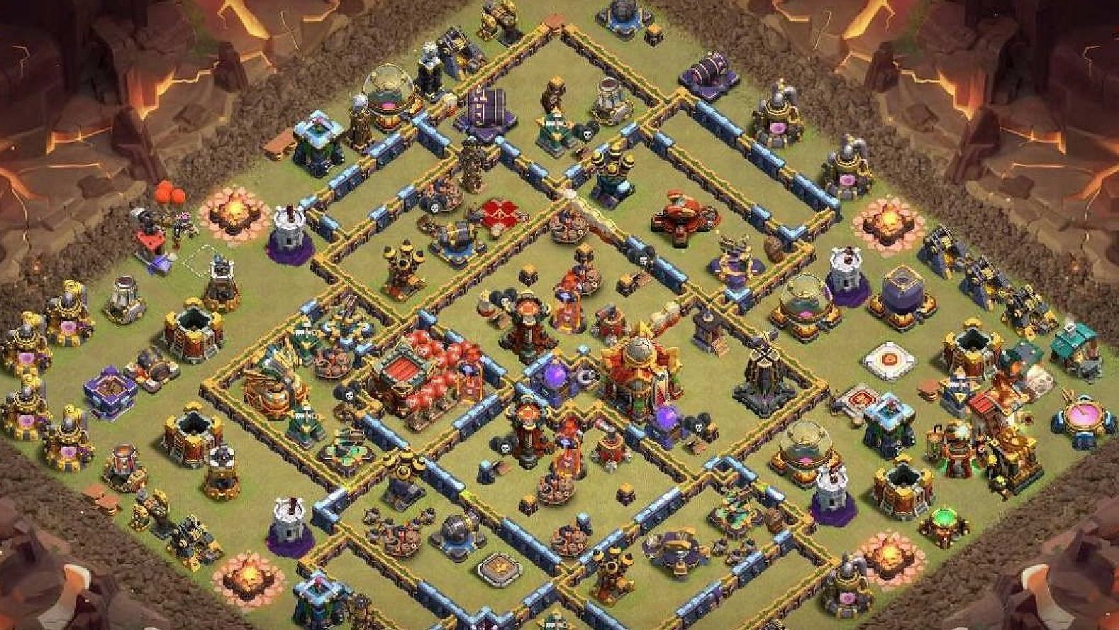 Anti-2-star &amp; Anti-air TH16 base (Image via Supercell)