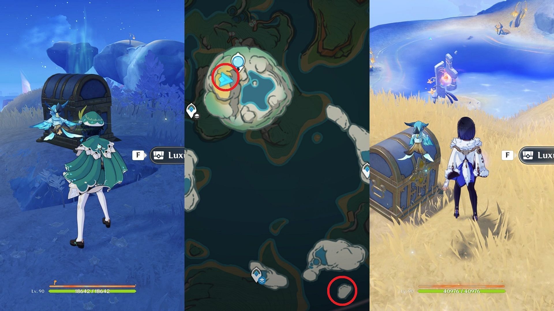 Two chests on the floating islands (Image via HoYoverse)