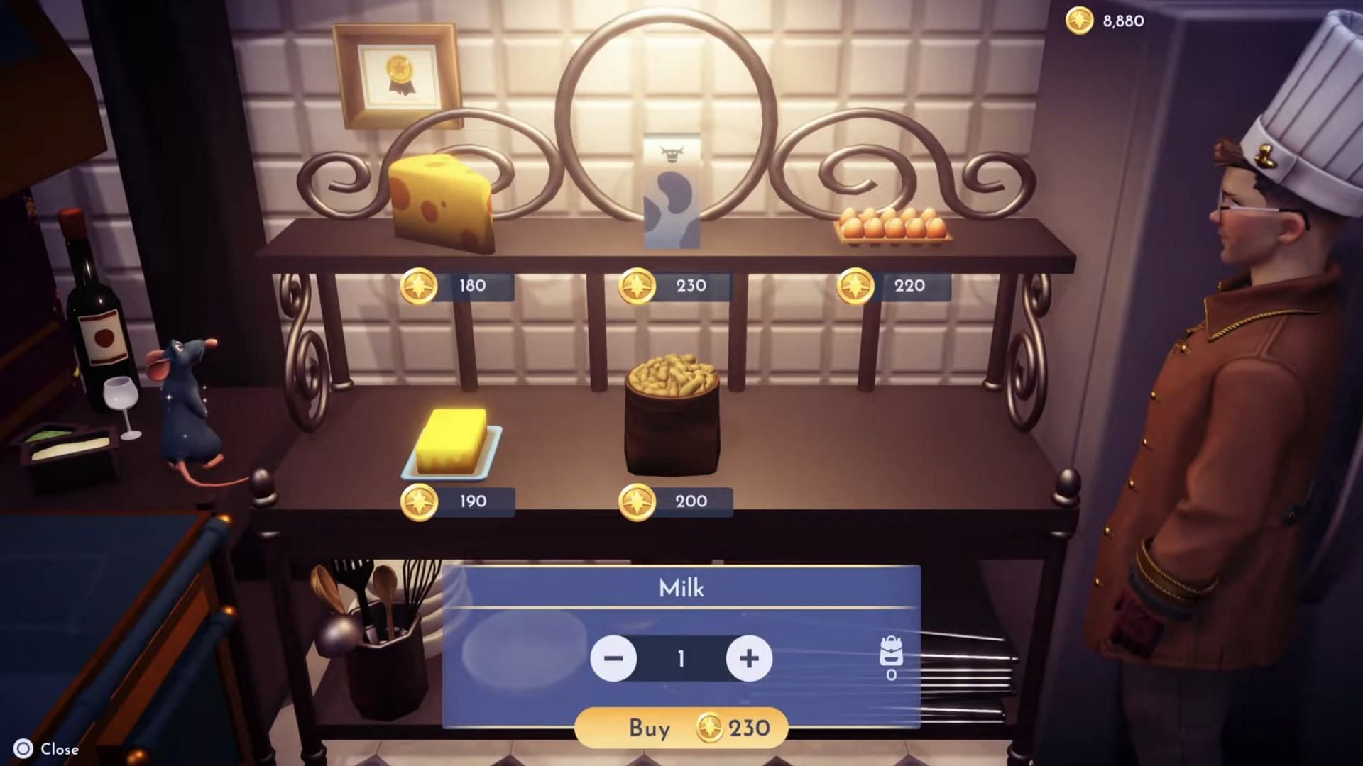 Purchase milk from Chez Remy (Image via Gameloft)