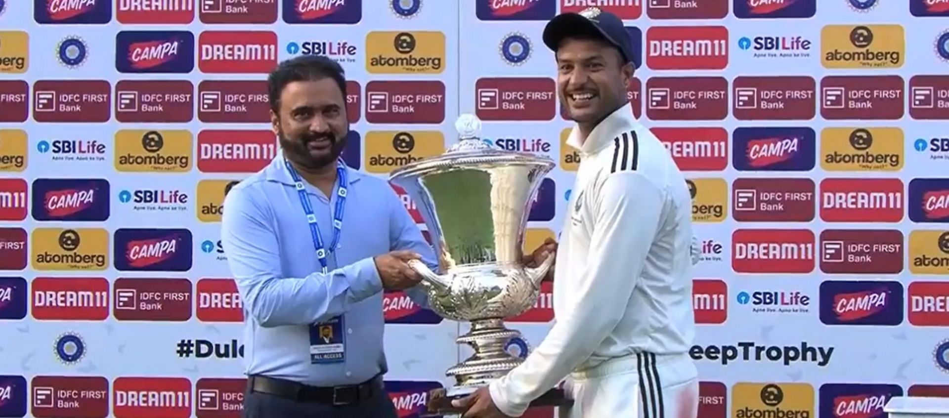 India A clinched the 2024 Duleep Trophy title defeating India C by 132 runs in match number six at the Rural Development Trust Stadium in Anantapur on Sunday, September 22 (Source: BCCI Domestic Official Twitter/X)