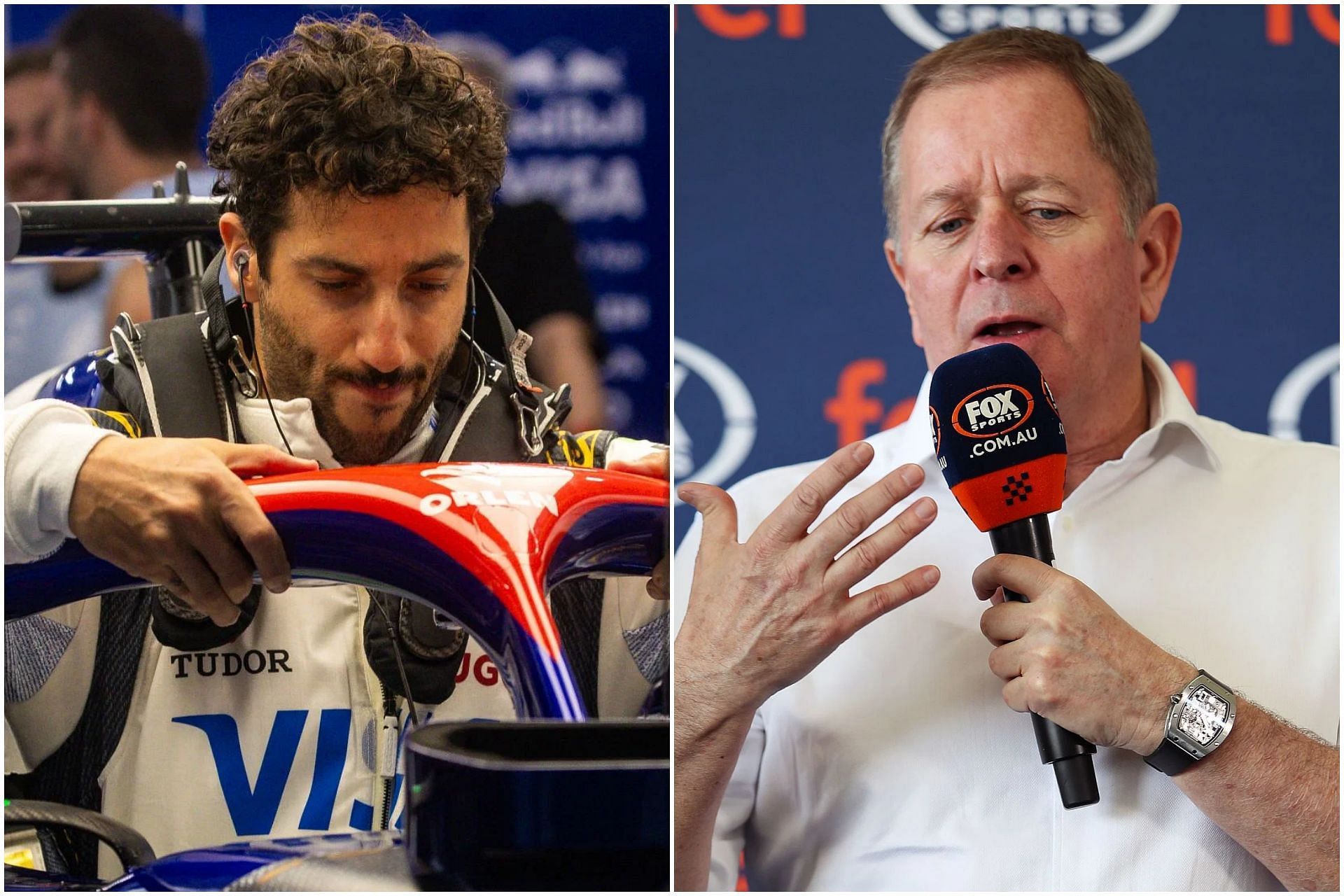 Daniel Ricciardo (L) and Martin Brundle (R) (Images via Getty)