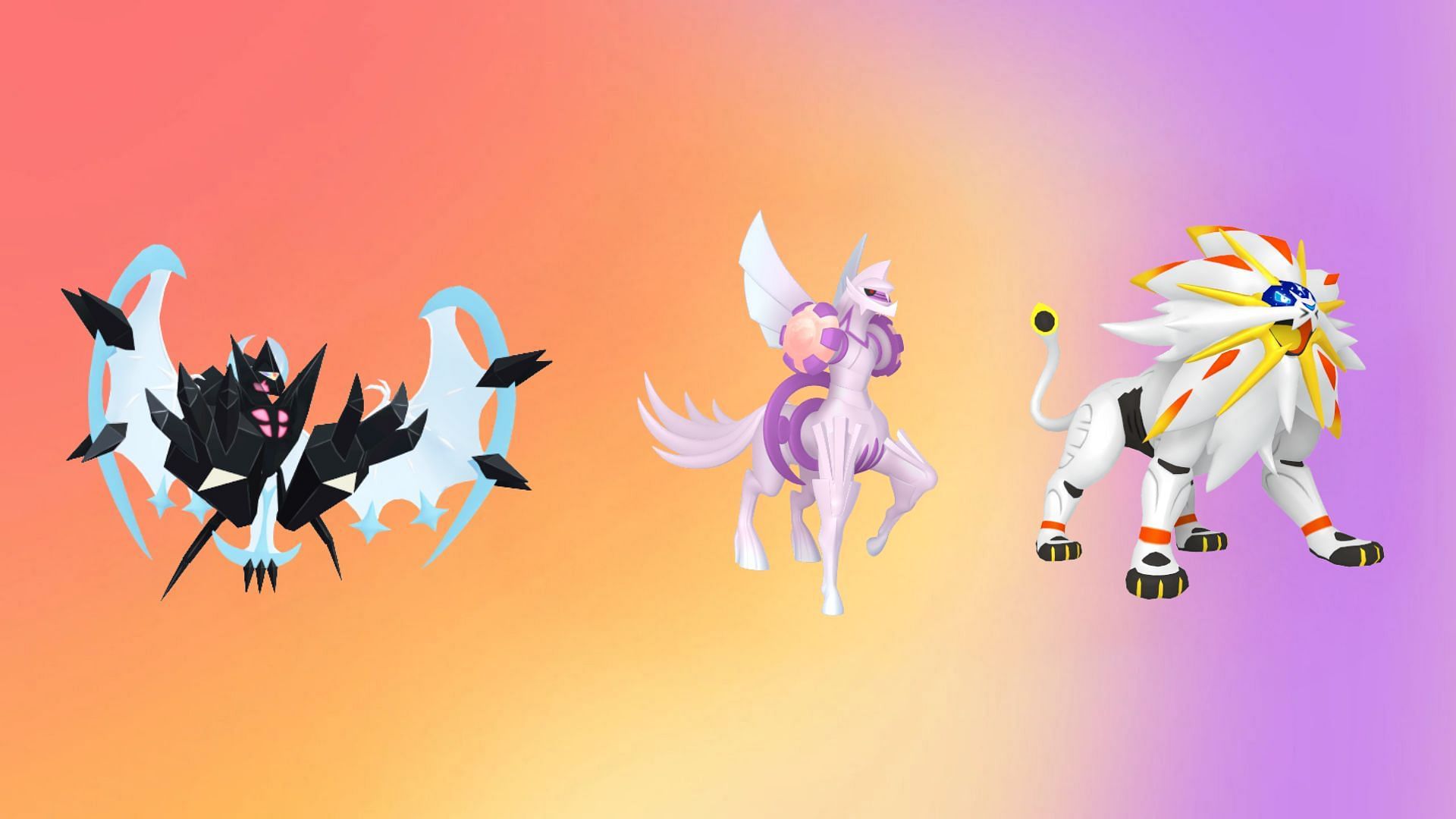 Dawn Wings Necrozma, Origin Forme Palkia, and Solgaleo (Image via TPC)