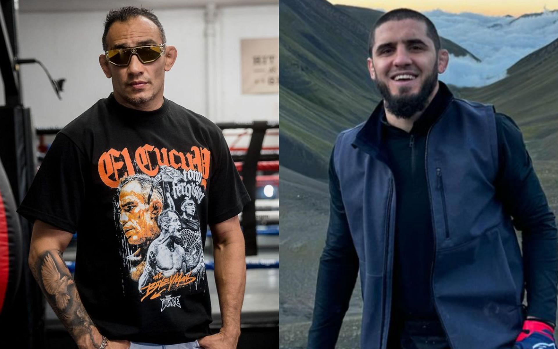 Tony Ferguson (left) gave a cryptic response to Islam Makhachev