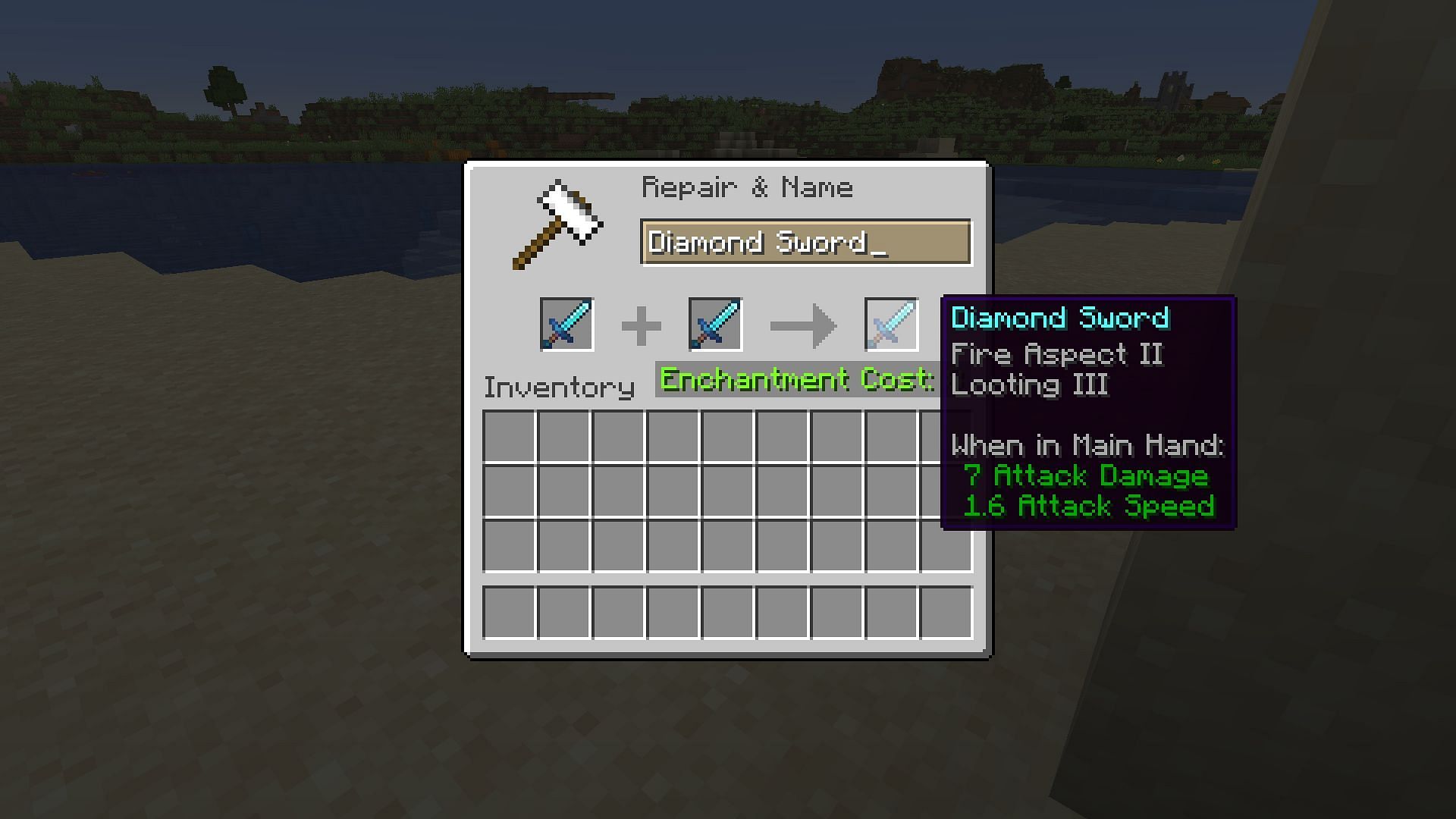 Combining two enchanted swords (Image via Mojang)