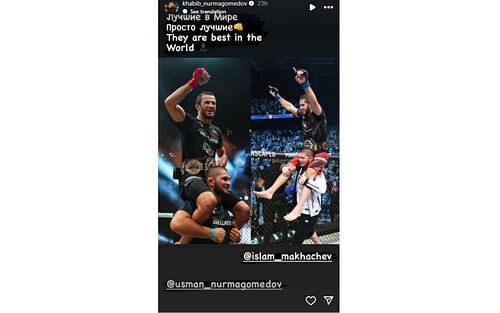 Nurmagomedov's Instagram story regarding his cousin and Makhachev [Image courtesy: @khabib_nurmagomedov - Instagram]