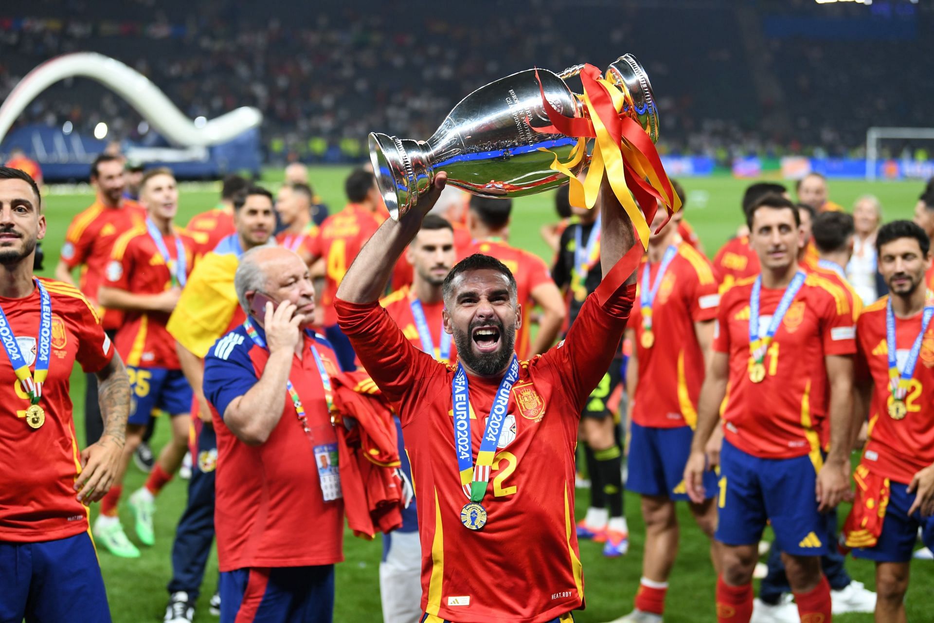 Carvajal with the Euros trophy (Image via Getty)