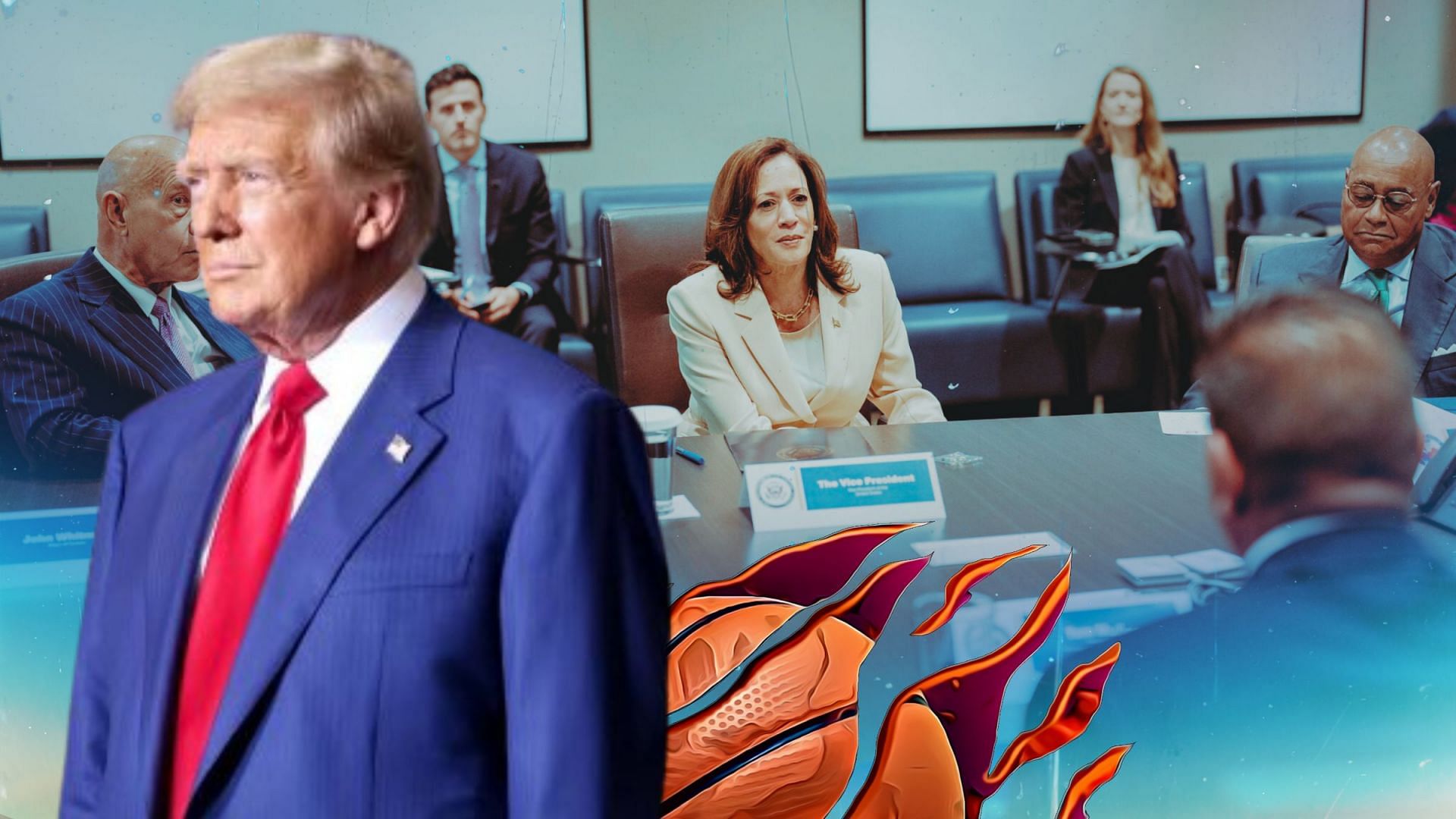 NBA fans describe presidential debate in basketball terms with hilarious responses. (Photos from Donald Trump and Kamala Harris X pages)