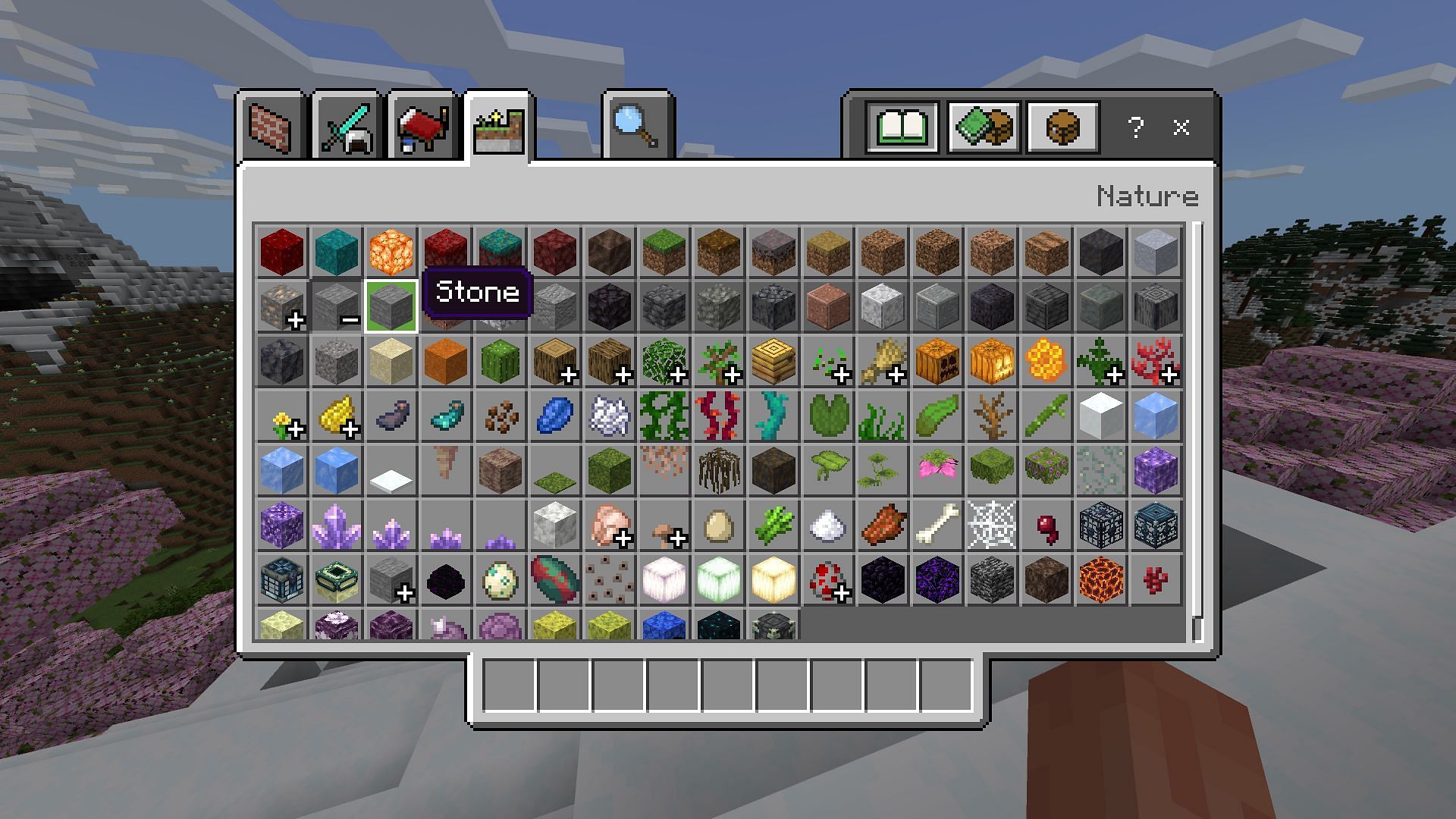 Various items/blocks have been rearranged in the Creative Mode inventory for better sorting (Image via Mojang)