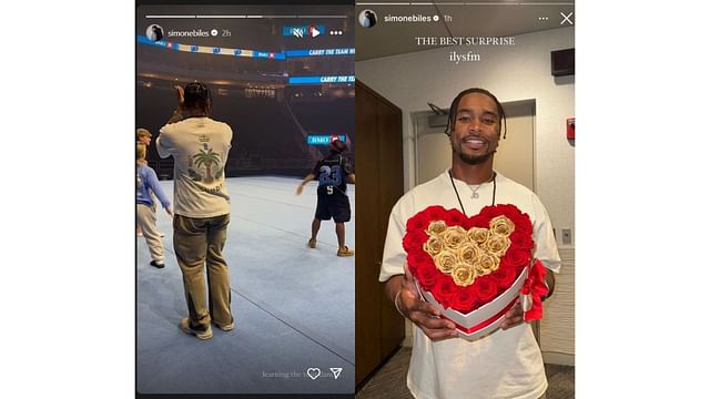 Jonathan Owens surprised wife Simone Biles at Milwaukee stop for GOAT show [Image credit: @simonebiles IG]