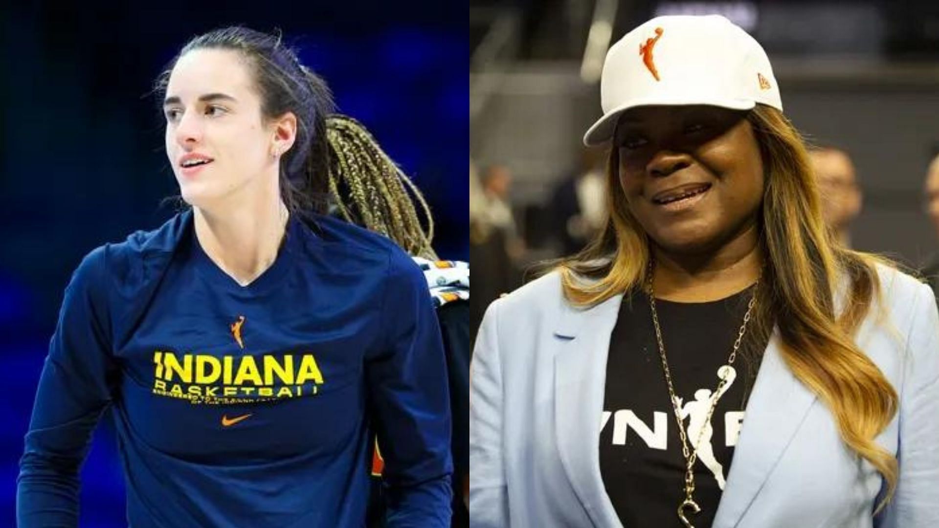 Caitlin Clark of the Indiana Fever and WNBA analyst Sheryl Swoopes. Photo Credits: Imagn