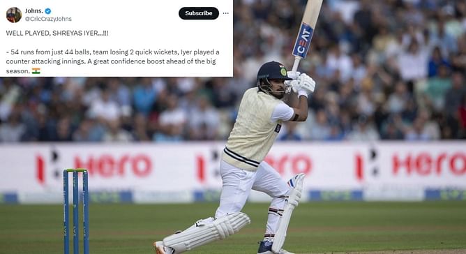 "A great confidence boost ahead of the big season" - Fans react to Shreyas Iyer's fifty in Duleep Trophy 2024