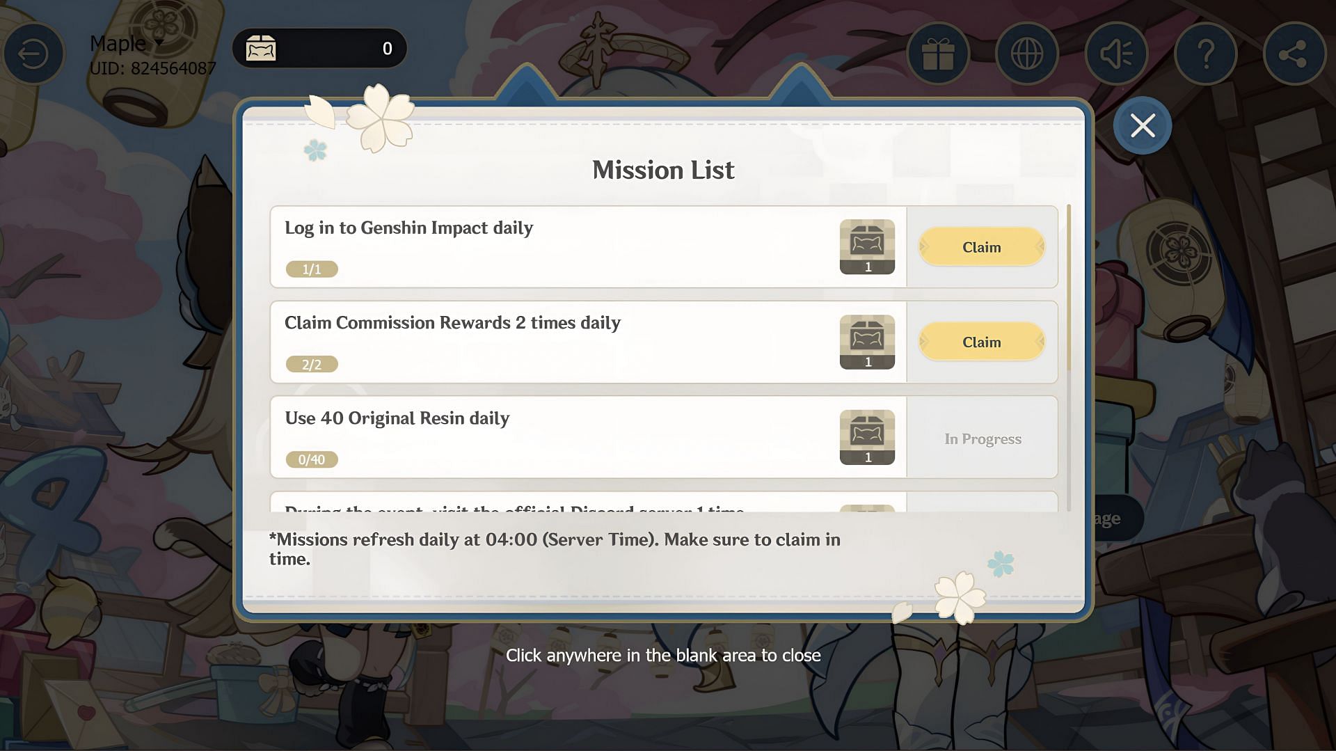 Teyvat&#039;s Special Delivery web event: Daily Missions (Image via HoYoverse)