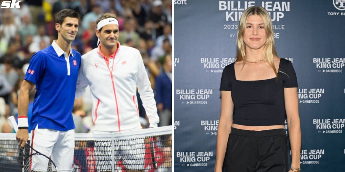 Novak Djokovic with Roger Federer (L) &amp; Eugenie Bouchard (R) [Image Source: Getty Images]