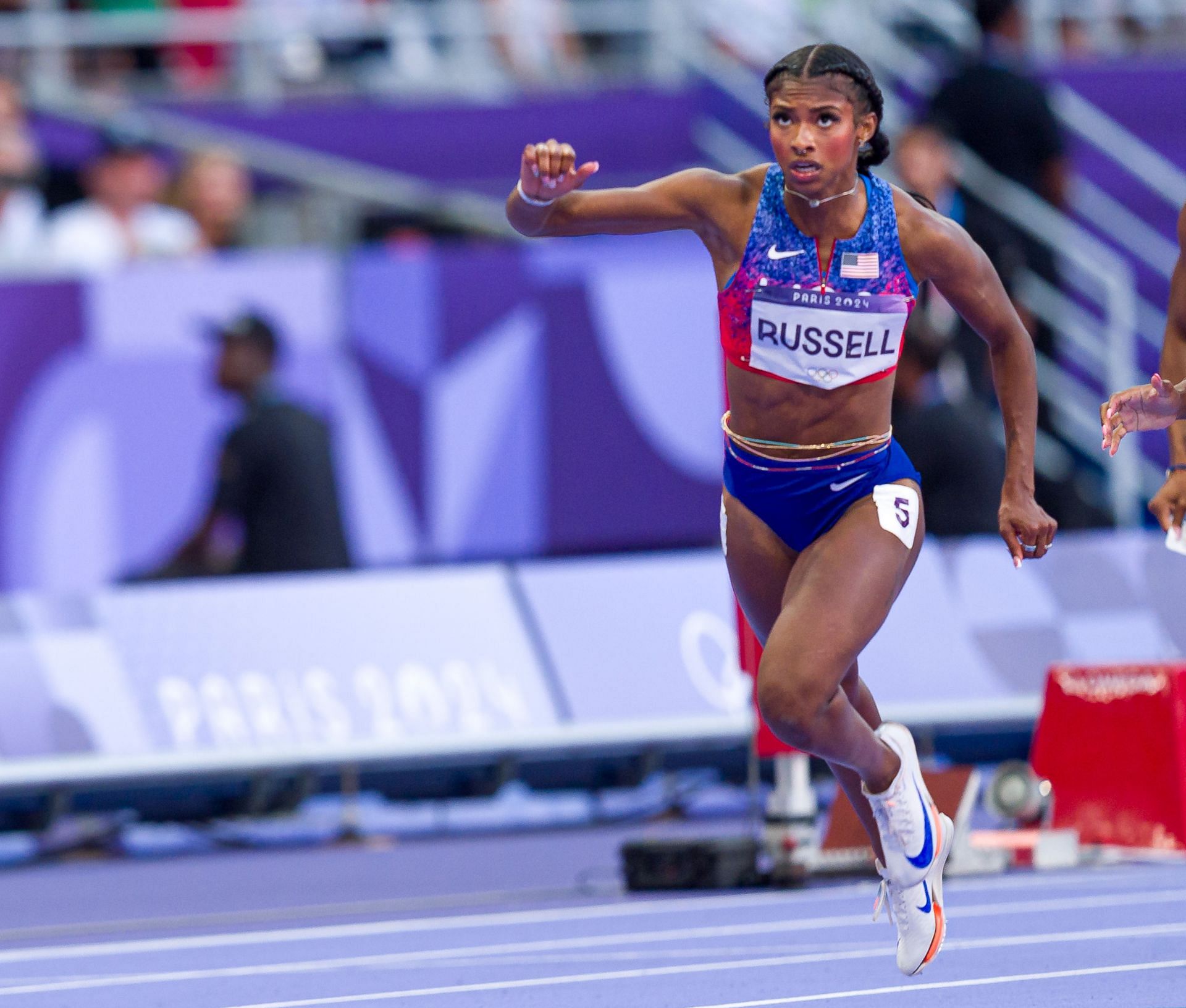 Masai Russell at the Paris Olympics 2024 (Photo by Andy Cheung/Getty Images)