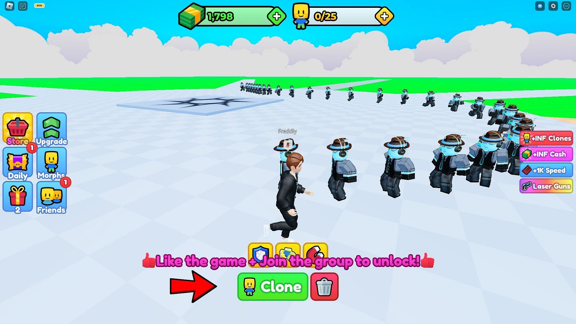 Gameplay screenshot from Clone Simulator (Image via Roblox)