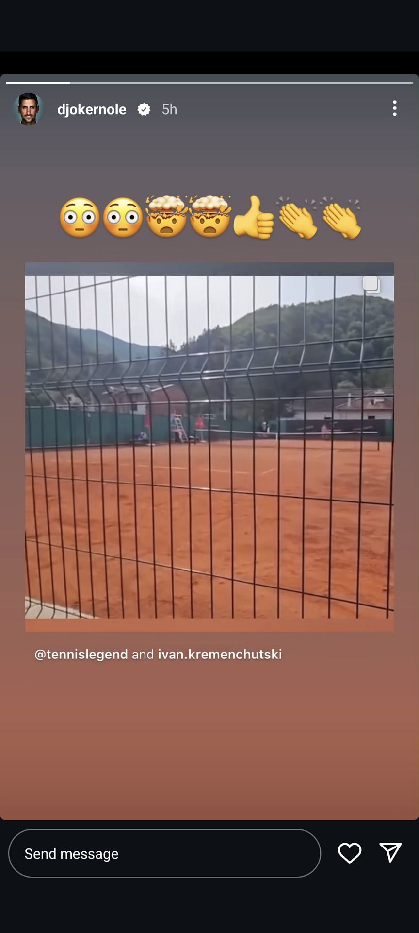 Novak Djokovic&#039;s Instagram story