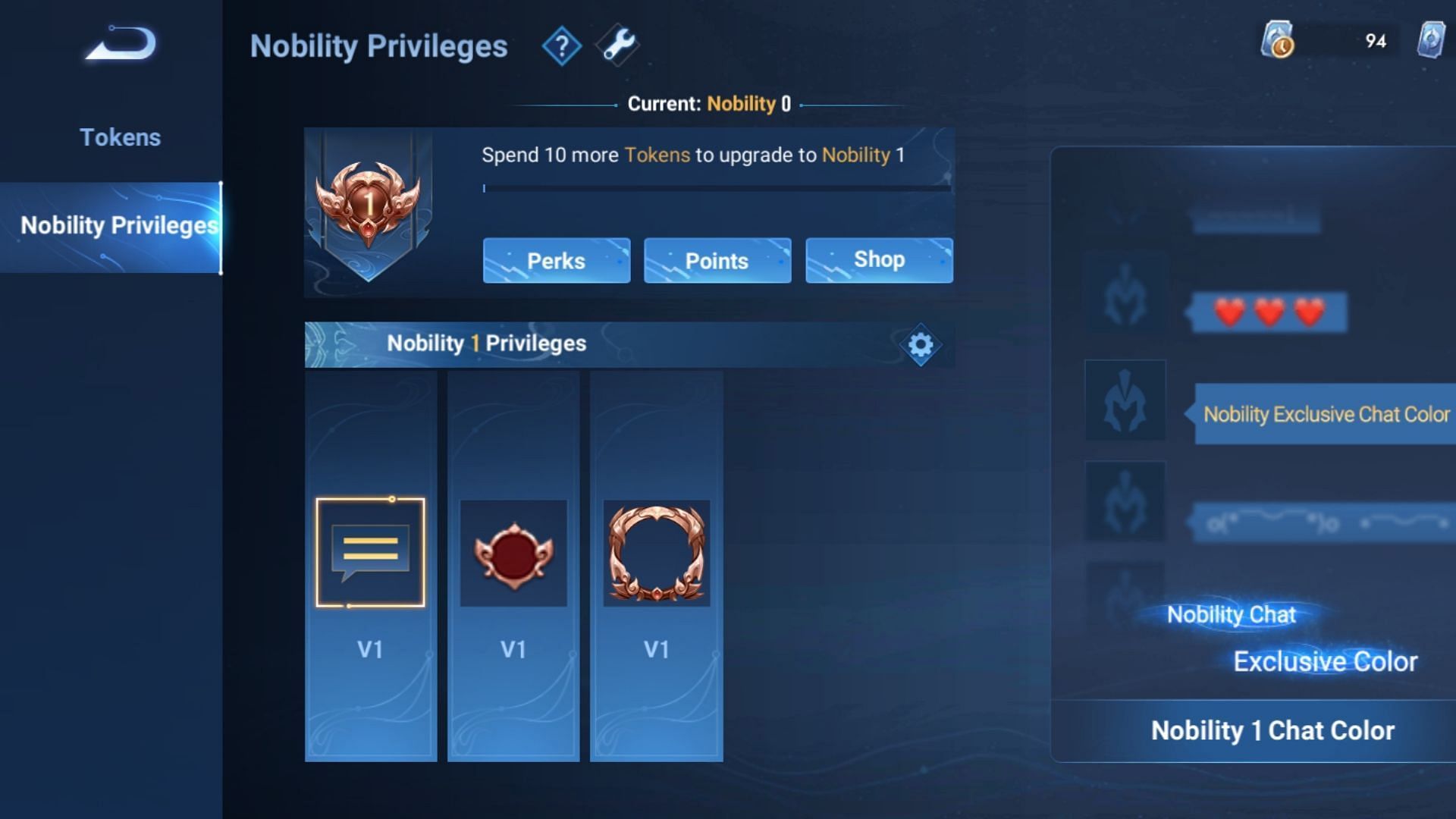 You can get various perks and privileges at each Nobility level. (Image via Level Infinite)