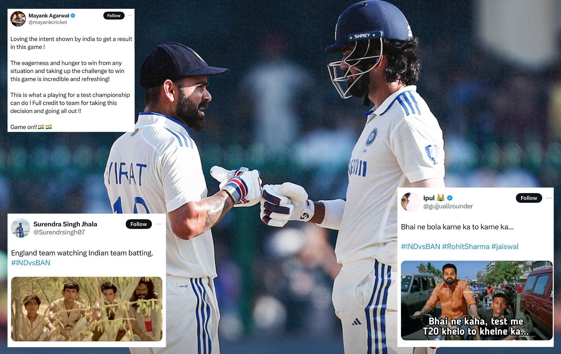 India scored 285 runs in just 34.4 overs on Day 4 of Kanpur Test. (Pics: X)