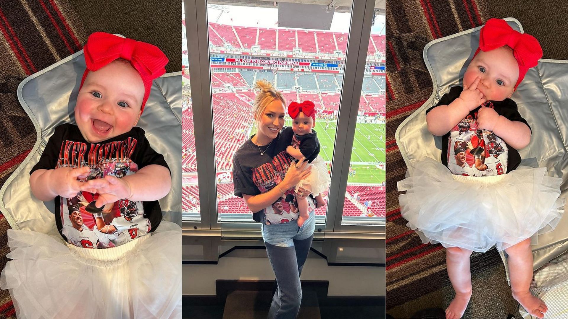 Baker Mayfield's wife Emily and daughter Kova Jade at Tampa Bay's Week 1 game [Image credit: @emilywmayfield IG]