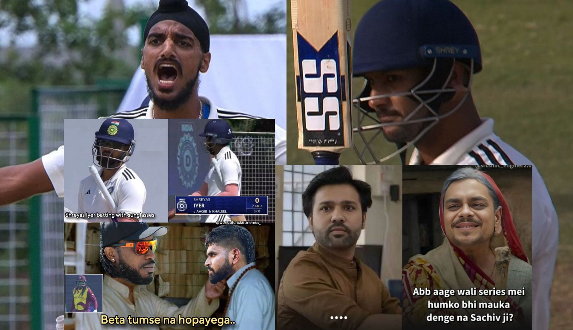 Fans react after first two days of second round of Duleep Trophy 2024. (Image: X - @BCCIdomestic, Instagram - srcsmic_enginer2.0, worldofcricketmemes_)