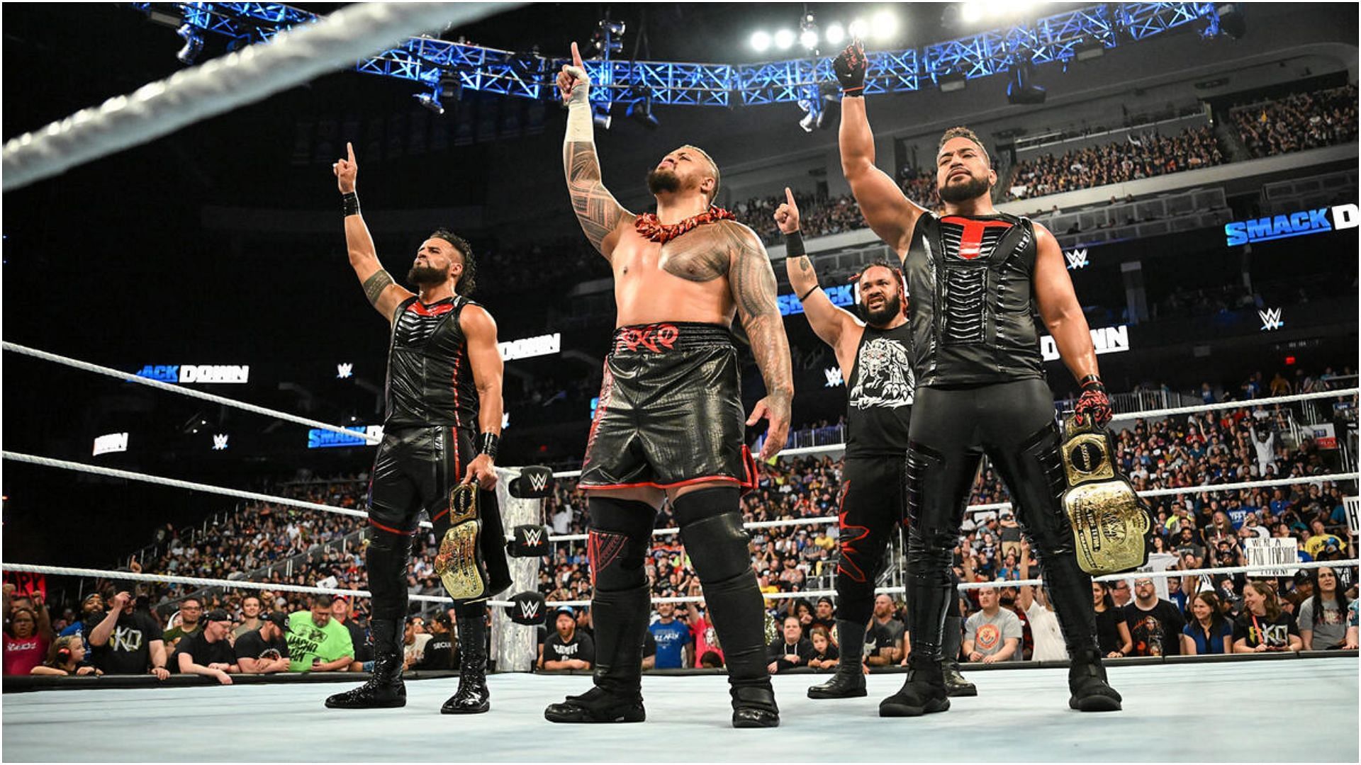 The Bloodline on an episode of SmackDown! [Picture credits - WWE.com]