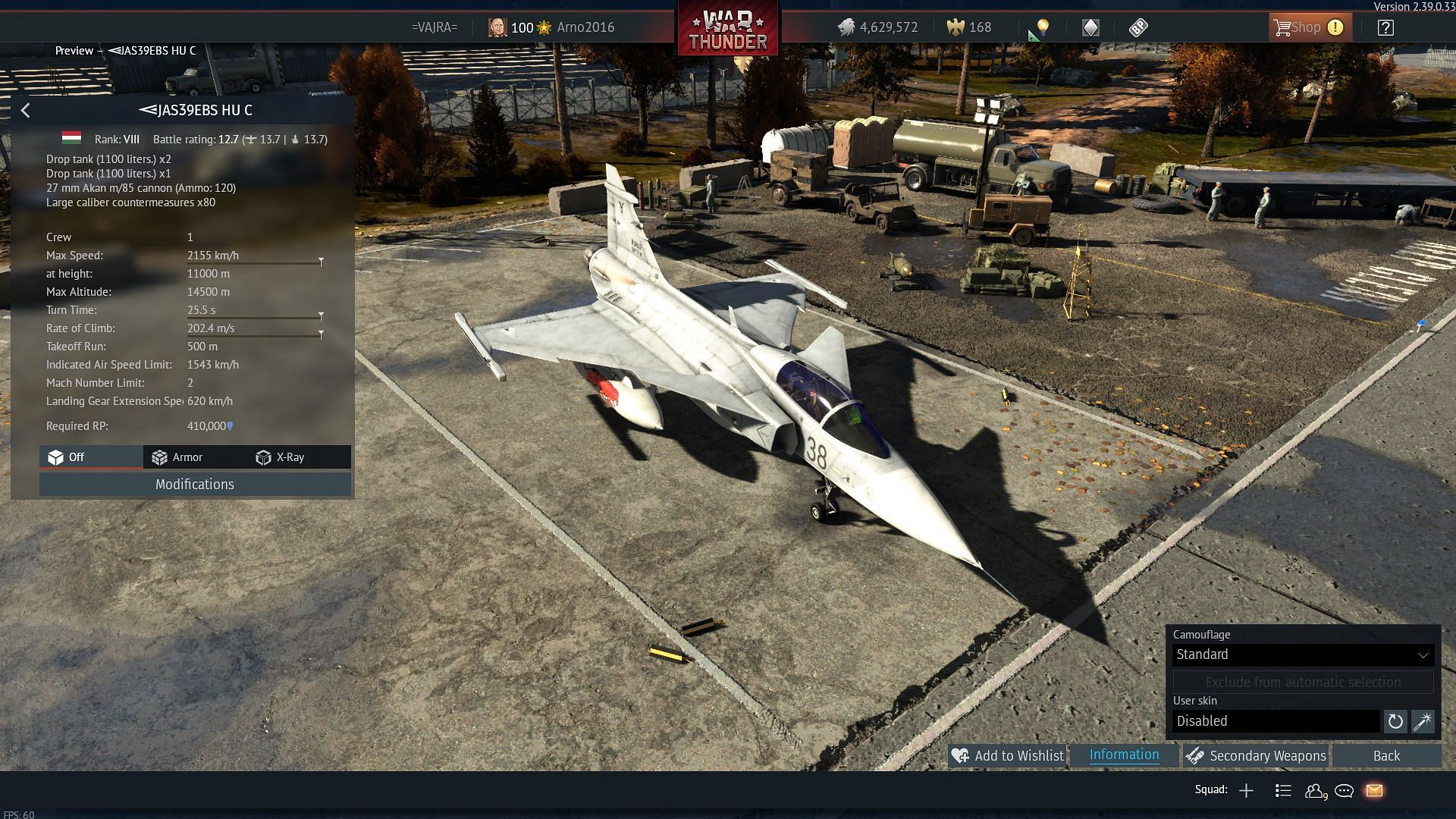 The Hungarian Gripen in War Thunder (Image via Gaijin Entertainment)