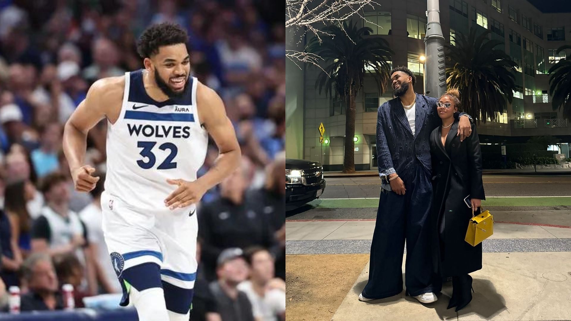 Karl-Anthony Towns alongside Jordyn Woods. Photo Credits: Imagn, Karl-Anthony Towns IG account