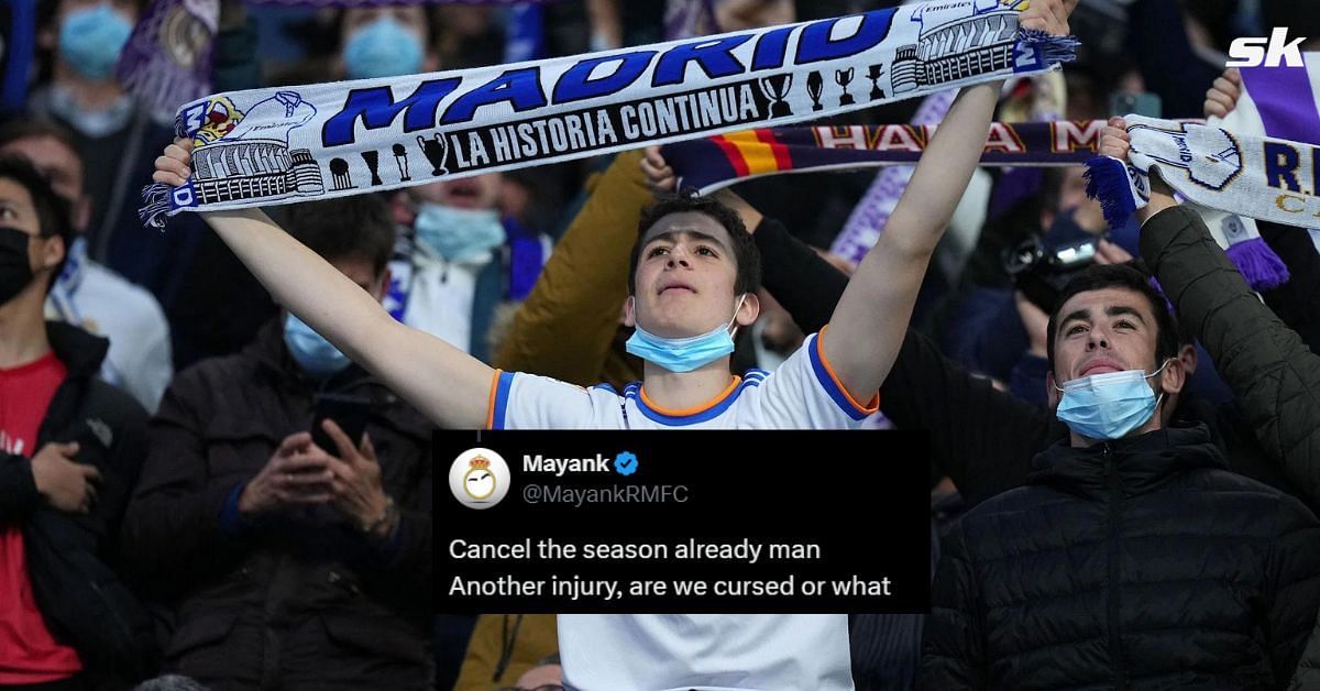Real Madrid fans in disbelief as key defender picks up injury. Picture Credits: Getty, Twitter - @MayankRMFC