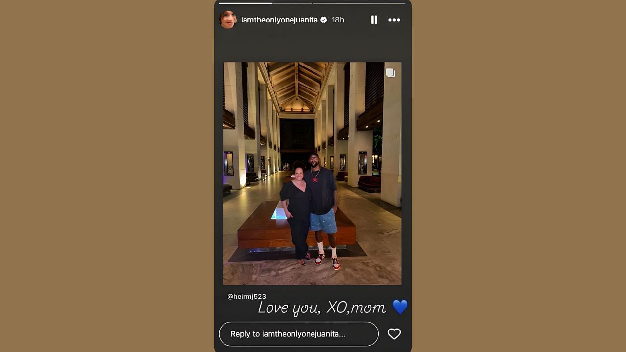 Juanita expresses love for her son on IG Story. (Credits: @iamtheonlyonejuanita/Instagram)