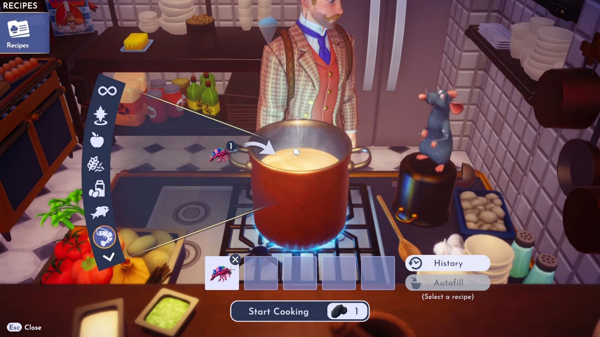 Toss all the ingredients in the cooking pot to make Blend of the Bayou (Image via Gameloft)