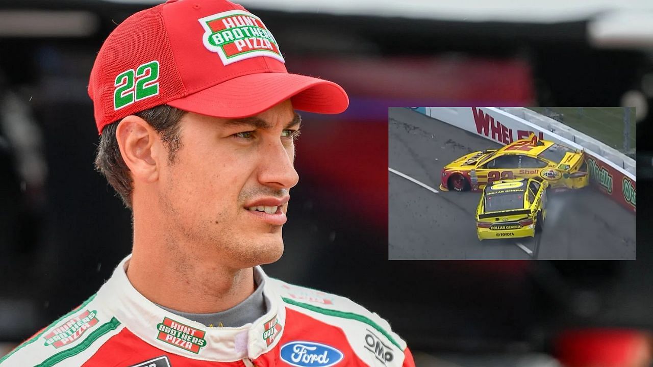 Joey Logano (Background Image credit Getty, Inset credit NASCAR on YouTube)