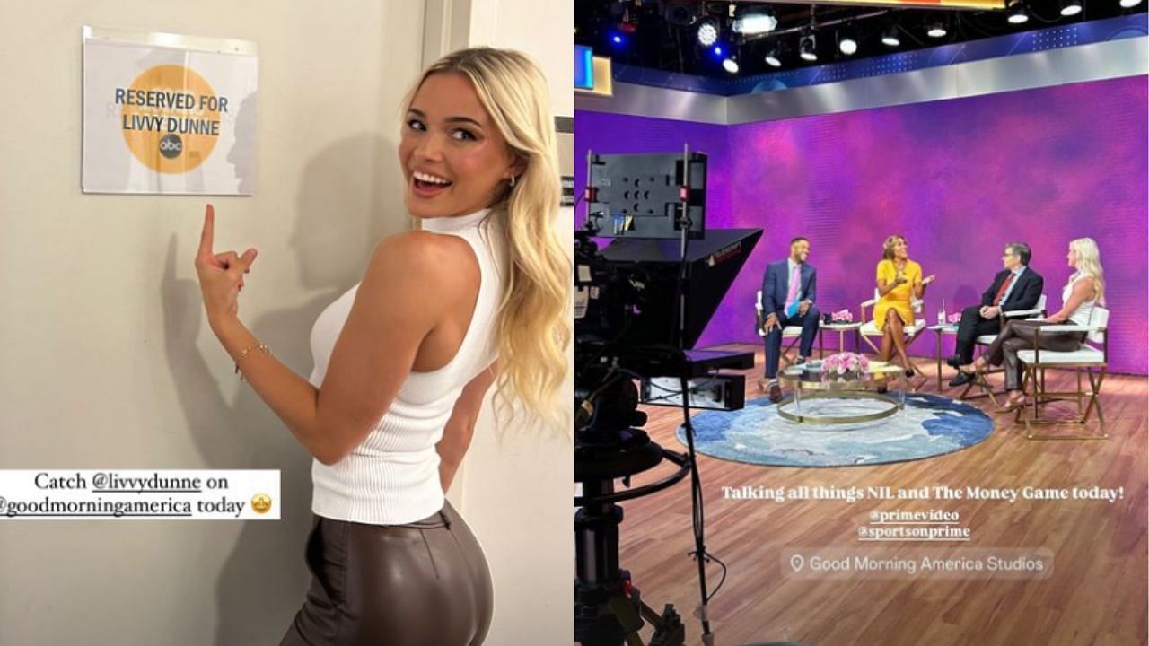 Olivia Dunne on Good Morning America (Images from- Instagram.com/@lsugym stories)