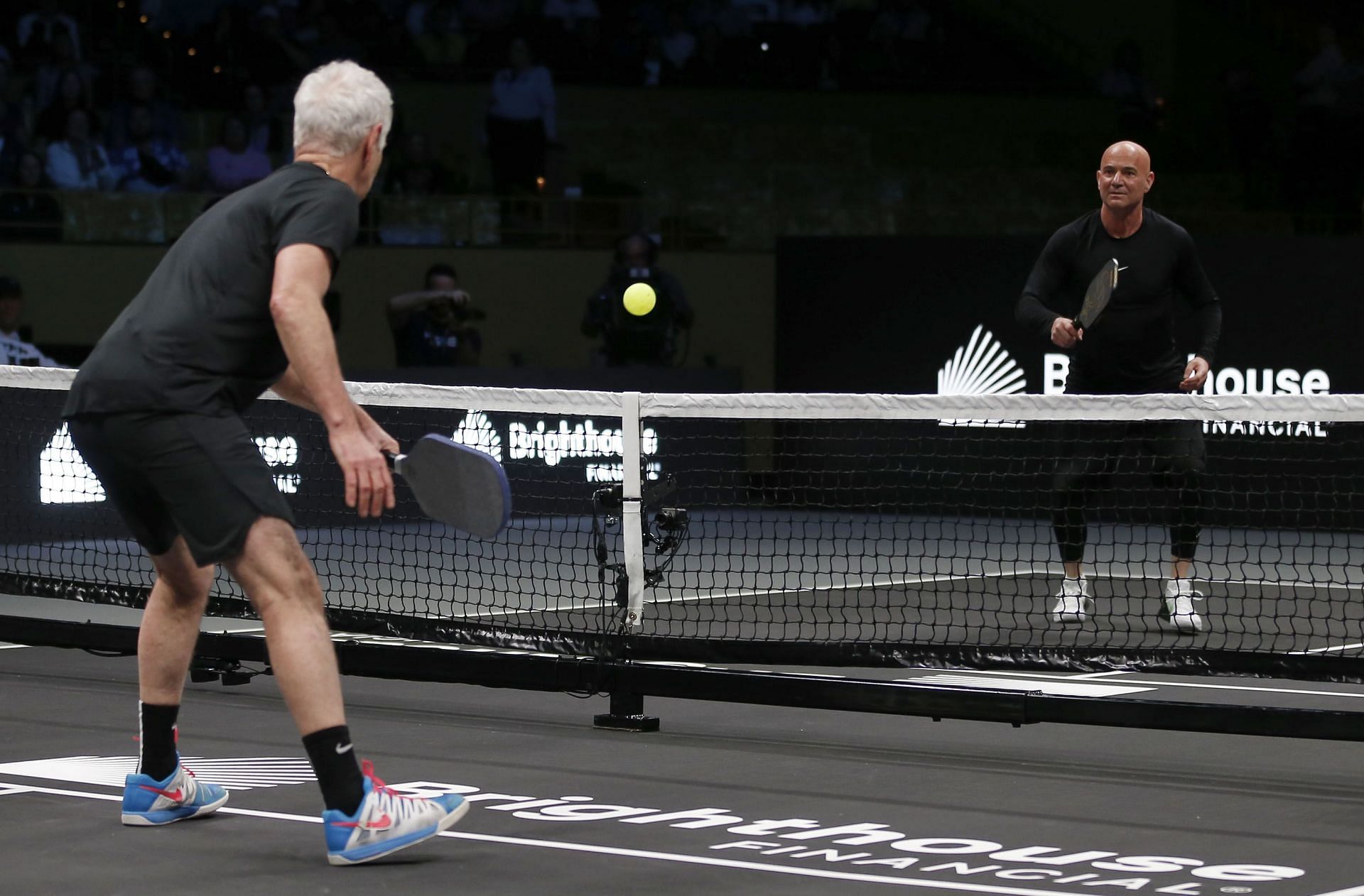 John McEnroe and Andre Agassi play pickleball (Image: Getty)