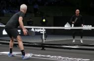 John McEnroe and Andre Agassi play pickleball (Image: Getty)