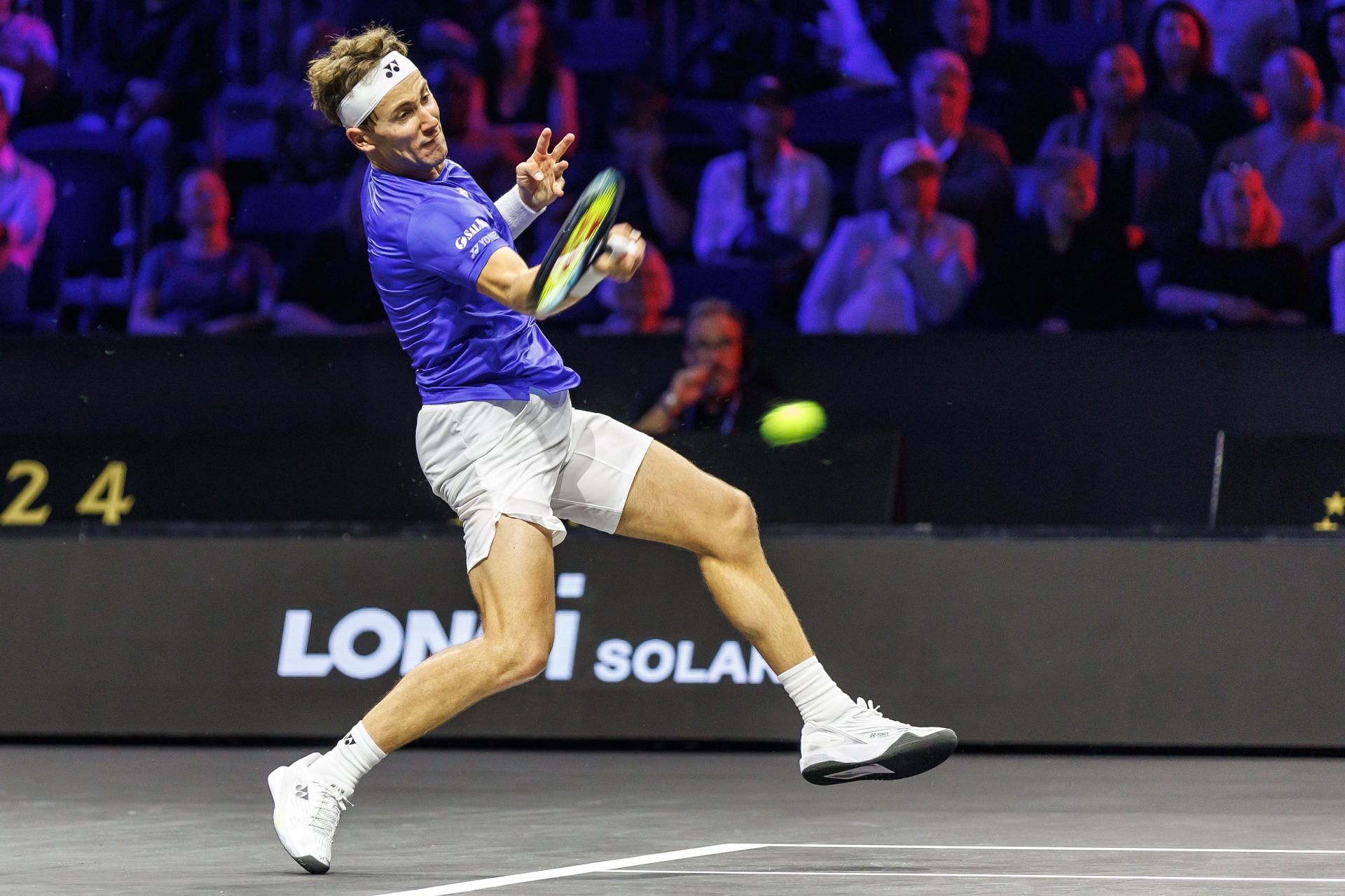 Ruud plays a forehand during his Laver Cup match - Source: Getty