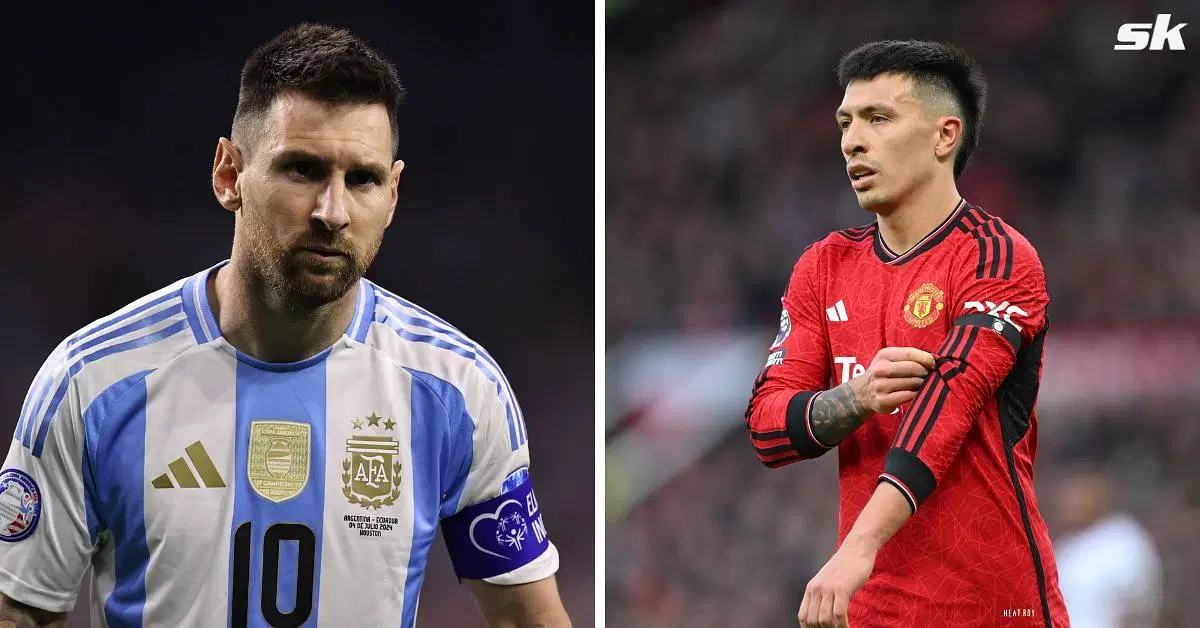 Lionel Messi (left) and Lisandro Martinez
